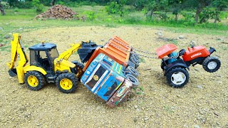 Tata Dumper Tipper Accident Main Road Pulling Out JCB 3dx HMT 5911 Tractor  Cartoon Video  CS Toy [upl. by Akimehs]