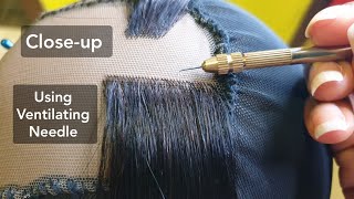 CLOSEUP Howto Ventilate Hair Lace ClosureFrontal wig Using Ventilating Needle [upl. by Spanos]