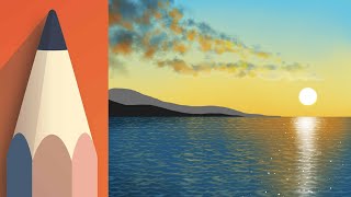 How to paint an Ocean Sunset with Autodesk Sketchbook Mobile [upl. by Westleigh837]