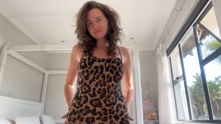 SHEER LEOPARD PRINT DRESS 4K TRANSPARENT TRY ON HAUL NO BRA NO PANTIES [upl. by Lyrehs]