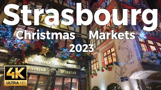 Strasbourg Christmas Markets 2023 France Walking Tour  With Captions [upl. by Ingunna780]