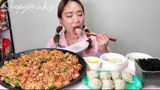 asmr bibimbap dumplings  mukbang eating sounds [upl. by Ahsla]