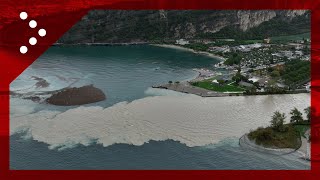 Maltempo detriti sul Lago di Garda il drone in volo a Torbole Trento [upl. by Domenico]