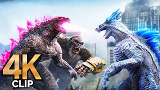 Godzilla amp Kong Vs Shimo amp Skar King  Fight Scene  GODZILLA X KONG THE NEW EMPIRE Movie CLIP 4K [upl. by Tillion]