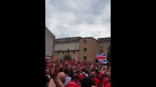 Liverpool fans sing Jurgen Klopp in centre of Basel [upl. by Nealah623]