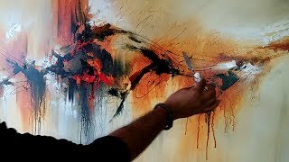 Abstract painting  Demonstration of abstract painting quotPainted Rythmquot  Acrylics [upl. by Hsoj]