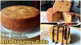 Dates Atta Jaggery Cake  Eggless Cake Without Oven Maida Sugar Butter Curd Condensed Milk [upl. by Halac]