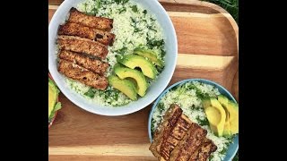 Vegan Grilled Balsamic Tofu w Cauliflower Cilantro Rice [upl. by Mcroberts]