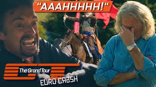 Hammond Clarkson and May Race Away From Archers On Horseback  The Grand Tour Eurocrash [upl. by Inahpets]