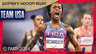 ShaCarri Richardson runs a SCORCHING anchor leg to clinch 4x100m gold for USA  Paris Olympics [upl. by Hannahc]