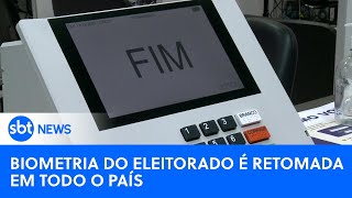 Coleta da biometria do eleitorado é retomada em todo o país  SBTNewsnaTV 310723 [upl. by Einahteb]