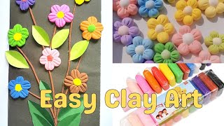 How to make clay flower Clay wall hanging flower DIY craft Tonniartandcraft [upl. by Enirroc]