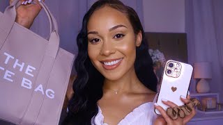 ASMR Whats In My Bag 🐚 🤍 Summer FavesEssentials Relaxing Whispers amp Tapping [upl. by Talie981]