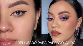 DELINEADO PARA PÁRPADO CAÍDO  maquillaje para vestido morado 💜 [upl. by Leirvag]