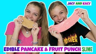 Making Edible Pancake amp Fruit Punch Slime  Fun DIY  Jacy and Kacy [upl. by Nylqcaj]