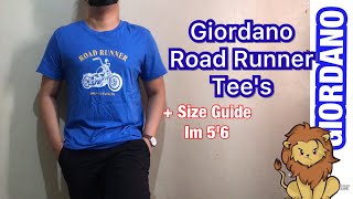 Giordano Tshirt Road Runner Tees  Blue Color  Size Guide [upl. by Haukom]