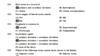 OPHTHALMOLOGY PAPER PDFPart4  ESIC SOLVED PAPERtarget dsssb refractionist aiims optometrist [upl. by Semela]