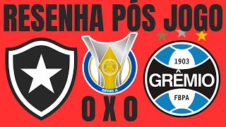 RESENHA PÓS JOGO  BOTAFOGO EMPATA E MANTÉM LIDERANÇA DO BRASILEIRÃO [upl. by Aivatnwahs238]