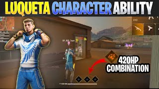 Luqueta character ability  Free Fire Luqueta skill full details [upl. by Eirahs459]