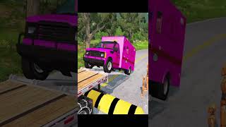 Double Flatbed Trailer Truck vs Speed bumps  Train vs Cars  Tractor vs Train  BeamNG Drive 355 [upl. by Eilojne]