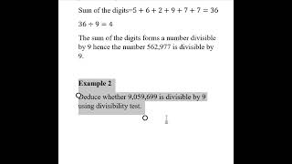 DIVISIBILITY TEST FOR 9 maths exam math mathematics [upl. by Assirak]