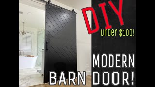 How To DIY Modern Barn Door  under 100 [upl. by Edalb]