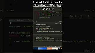 C  Net Tips CsvHelper Read amp Write CSV file in C shorts csharp dotnet codingtips coding [upl. by Yesrod]