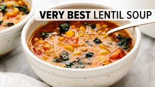 VERY BEST LENTIL SOUP  vegetarian onepot lentil soup recipe [upl. by Joby485]