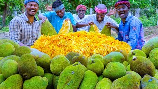 JACKFRUIT CUTTING amp EATING  Jackfruit Recipe Cooking In Village  Jackfruit Paniyaram Recipe [upl. by Haimarej411]