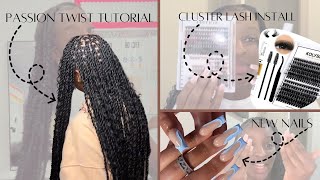 Weekly Vlog passion twist tutorial  new nails  eyebrow threading  cluster lash install  MORE [upl. by Niamert338]