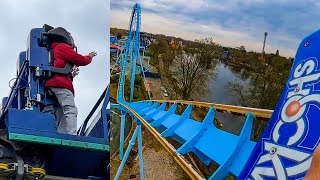 Shockwave Stand Up Roller Coaster Multi Angle POV Drayton Manor Theme Park UK [upl. by Rubetta]