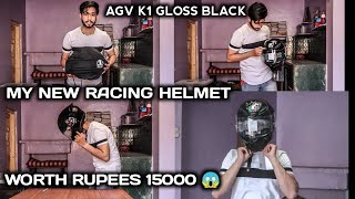 AGV K1 GLOSS BLACK RACING HELMET  UNBOXING amp REVIEW  WORTH RUPEES 15000 [upl. by Mishaan186]