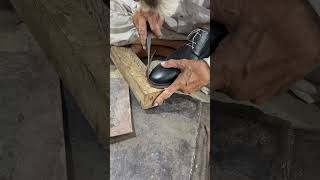 Traditional way of making leather shoes asmr youtubeshorts cuttingskills cobbler leathercraft [upl. by Leventhal249]