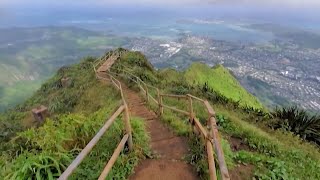 Hikers attempting final ascent of Haiku Stairs cited [upl. by Esyned670]