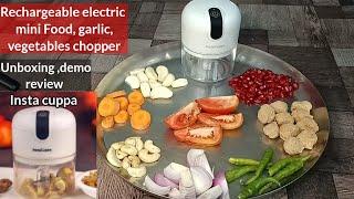 Rechargeable Mini Chopper InstaCuppa review । Electric Mini Chopper। FoodGarlicVegetables Chopper [upl. by Quintana990]