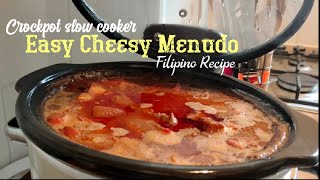 Crockpot Slow cooker  Easy Cheesy Menudo Filipino Recipe 🍲🥘 CookingRecipe MenudoRecipes 🍽️🇵🇭 [upl. by Vinny]