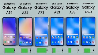 Samsung A54 vs A34 vs A73 vs A53 vs A33 vs A52s Battery Drain Test  BATTERY TEST [upl. by Eenimod]