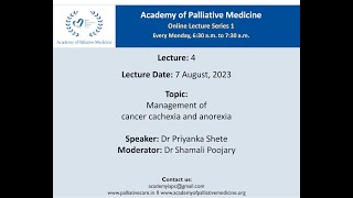 APMs Lecture Management of cancer cachexia and anorexia by Dr Priyanka Shete amp Dr Shamali Poojary [upl. by Aehta789]