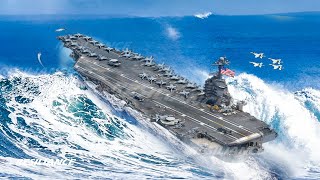 USS Aircraft Carrier Crashes MONSTER WAVES what Happened in Middle East [upl. by Bertina327]