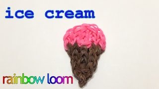 Rainbow loom Ice Cream Cone charm  How to make loom bands ijsje  easy [upl. by Ruon823]