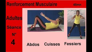 Renforcement Musculaire cuisse fesse abdos  adulte séniors  séance de gym 37mn par Gym Martine [upl. by Ailliw]