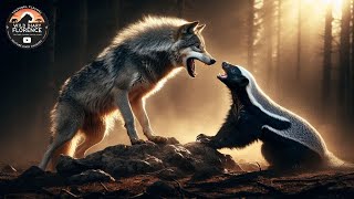 Gray Wolf vs Honey Badger A Wild Showdown of Strength and Survival [upl. by Analat]