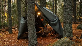 Hammock Hot Tent Camping In Rain And Wind [upl. by Attenad]