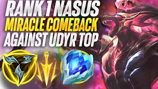 Rank 1 Nasus Miracle Comeback against Udyr top Season 14 Nasus  Carnarius  League of Legends [upl. by Lleoj372]