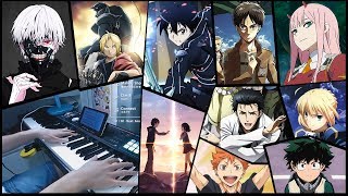 50 ANIME SONGS in 15 MINUTES Piano Medley  10000 Subs Special [upl. by Ahsiemat]