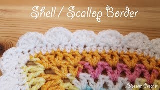 Easy crochet Shell  Scallop Border [upl. by Annaehs]