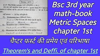 Theorems and Deffination of chapter 1st Bsc 3rd year mathbook Metric Spaces part1st paper2nd [upl. by Eiknarf]