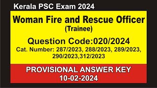 Woman Fire and Rescue Officer Trainee  Fire and Rescue Service Provisional Answer Key 10022024 [upl. by Sineray225]