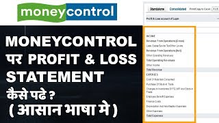 How to Read Profit and Loss Statement on Money Control Hindi Part 3 [upl. by Hersh995]