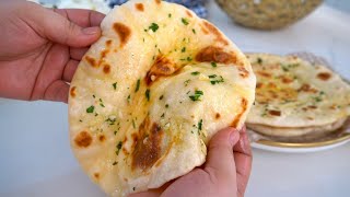 Easy Homemade Garlic Butter Naan Recipe soft and fluffy [upl. by Angie]